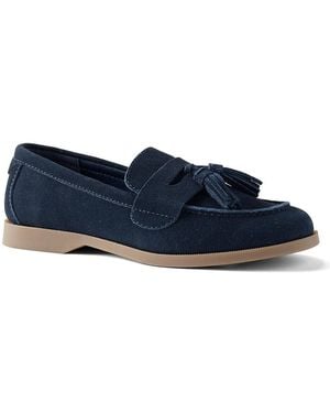 Lands' End Veloursleder-Loafer Mit Tasseln, Damen, Größe Regular, Rauleder, By - Blau