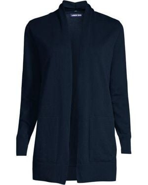 Lands' End Offener Cardigan, Damen, Größe Plus, Baumwolle, By - Blau