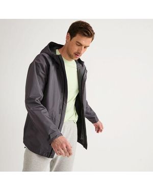 Lands' End Verstaubare Wasserdichte Regenjacke, Herren, Größe:44-46 Regular, Polyester, By - Grau