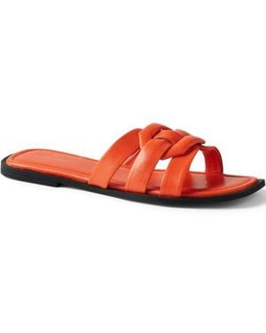 Lands' End Leder-Sandalen, Damen, Größe Regular, Leder, By - Rot