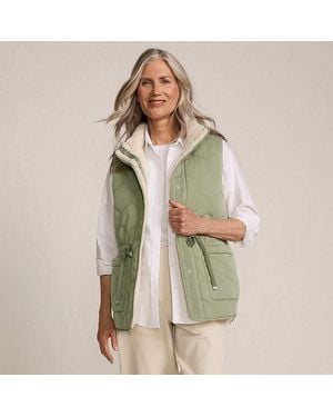 Lands' End Wendbare, Gesteppte Sherpa-Fleeceweste, Damen, Größe Regular, Polyester/Nylon, By - Grün