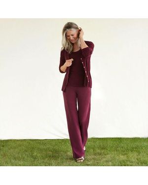 Lands' End Starfish Jersey-Freizeithose Mit Weitem Bein, Damen, Größe:32-34 Regular, Baumwoll-Mischung, By - Rot