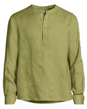 Lands' End Grandad-Hemd Aus Reinem Leinen, Herren, Größe:44-46 Regular, By - Grün