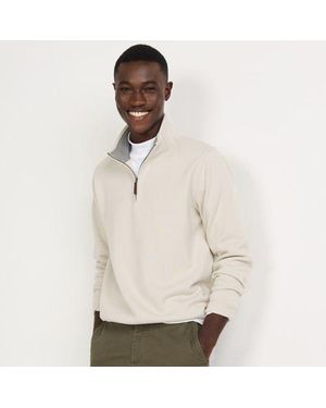 Lands' End Zipper-Pullover Aus Bedford-Ripp, Herren, Größe:44-46 Regular, Baumwolle, By - Weiß