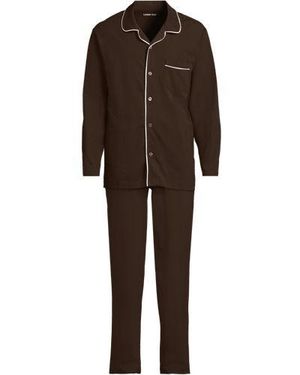 Lands' End Jersey-Pyjamaset, Herren, Größe Regular, Elasthan/Baumwoll-Mischung, By - Braun