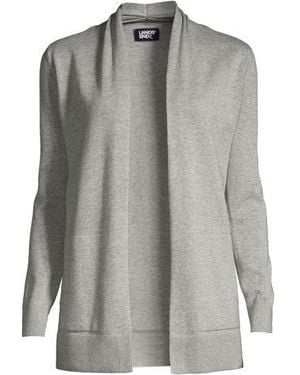 Lands' End Offener Cardigan, Damen, Größe Plus, Baumwolle, By - Grau