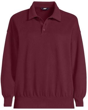 Lands' End Serious Sweats Polopullover, Damen, Größe Plus, Baumwoll-Mischung/Polyester-Mischung, By - Rot