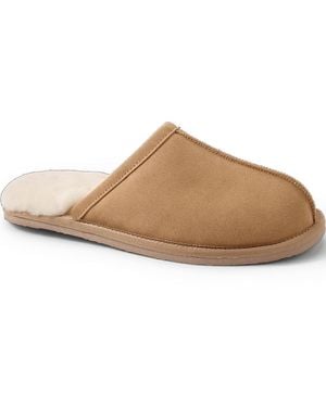 Lands' End Veloursleder-Pantoletten, Herren, Größe Regular, Leder/Rauleder, By - Braun