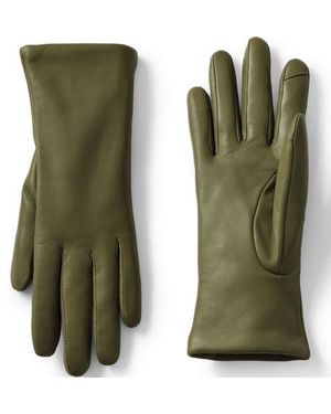 Lands' End Lederhandschuhe Mit Kaschmirfutter, Damen, Größe Regular, Kaschmir/Leder, By - Grün
