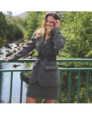 Lands' End Harris Tweed Rock, Damen, Größe Regular, Wolle, By - Grün