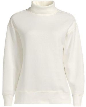 Lands' End Serious Sweats Rollkragenpullover, Damen, Größe Plus, Baumwoll-Mischung/Polyester-Mischung, By - Weiß