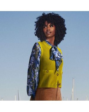 Lands' End Ärmellose Rippstrick-Weste, Damen, Größe Regular, Baumwolle, By - Blau