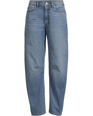 Lands' End Soft Denim Relaxte Barrel-Jeans Mid Waist, Damen, Größe Plus, By - Blau