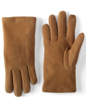 Lands' End Veloursleder-Handschuhe, Damen, Größe Regular, Leder/Rauleder, By - Braun