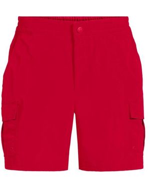 Lands' End Schnelltrocknende Upf 50 Cargo-Badeshorts, 18 Cm, Herren, Größe Regular, Elasthan/Polyester-Mischung, By - Rot