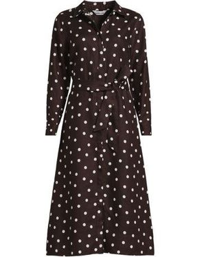 Lands' End Premium Reinleinen-Midikleid, Damen, Größe Plus, By - Schwarz