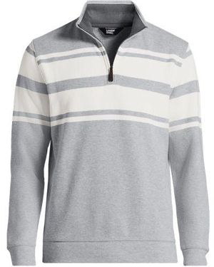 Lands' End Zipper-Pullover Aus Bedford-Ripp, Herren, Größe:44-46 Regular, Baumwolle, By - Grau