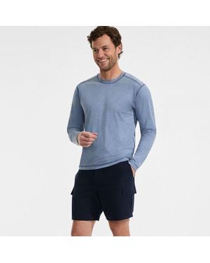 Lands' End Schnelltrocknende Upf 50 Cargo-Badeshorts, 18 Cm, Herren, Größe Regular, Elasthan/Polyester-Mischung, By - Blau