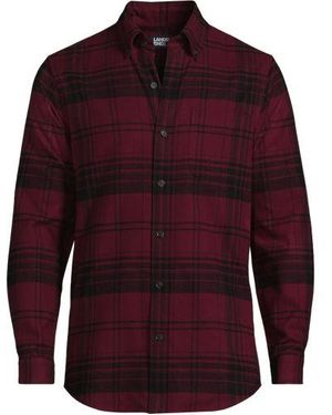Lands' End Flanellhemd, Classic Fit, Herren, Größe:48-50 Tall, Baumwolle, By - Rot
