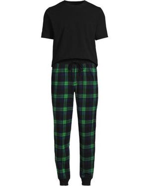 Lands' End Pyjama-Set Aus Baumwoll-Jersey, Herren, Grã¶Ãÿe:44-46 Regular, Grã¼N, Baumwoll-Mischung, By - Grün