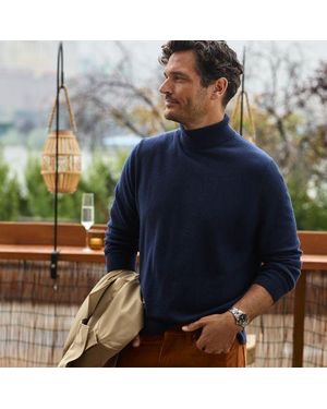 Lands' End Kaschmir-Rollkragenpullover, Herren, Größe:44-46 Regular, Kaschmir, By - Blau