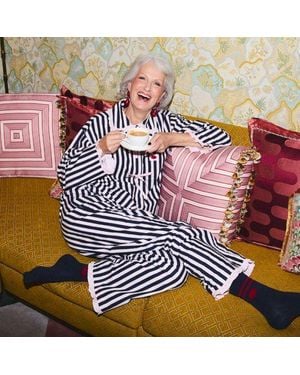 Lands' End X Lulu Guinness Popeline-Pyjamaset, Damen, Größe Regular, Baumwolle, By - Blau