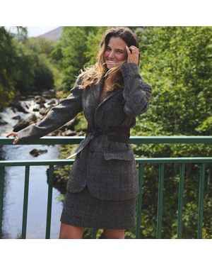 Lands' End Harris Tweed Rock, Damen, Größe Regular, Wolle, By - Grün