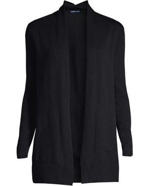 Lands' End Offener Cardigan, Damen, Größe Petite, Baumwolle, By - Schwarz