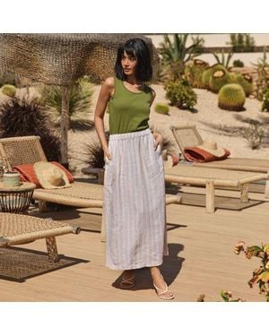 Lands' End Premium Reinleinen-Midirock Mit Elastikbund, Damen, Größe:34 Petite, Leinen, By - Natur