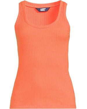 Lands' End Ärmelloses Ajour-Top, Damen, Größe Regular, Elasthan/Baumwoll-Mischung, By - Orange