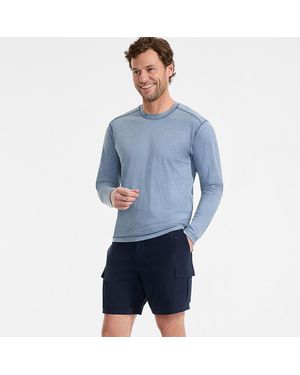 Lands' End Schnelltrocknende Upf 50 Cargo-Badeshorts, 18 Cm, Herren, Größe Regular, Elasthan/Polyester-Mischung, By - Blau