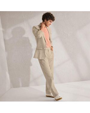 Lands' End Baumwoll-Leinenhose Mit Kellerfalten, Herren, Größe Regular, Leinen/Baumwoll-Mischung, By - Natur