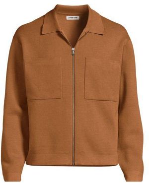 Lands' End Feinstrick-Cardigan Mit Reißverschluss, Herren, Größe Regular, Baumwolle, By - Braun