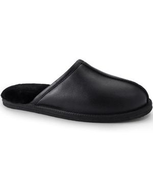 Lands' End Lederpantoletten, Herren, Größe Regular, Leder, By - Schwarz