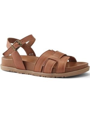 Lands' End Ledersandalen Mit Knöchelriemchen, Damen, Größe Regular, Leder, By - Braun