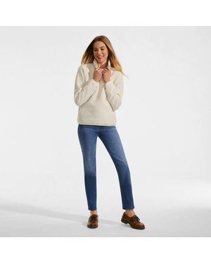 Lands' End Teddy-Pullover Mit Druckknopf-Leiste, Damen, Größe Regular, By - Blau