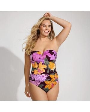 Lands' End Bandeau-Tankini-Top Slender, Damen, Größe Plus, Elasthan/Nylon-Mischung, By - Pink