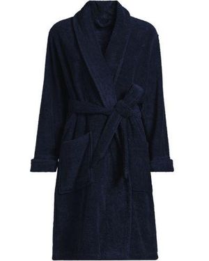 Lands' End Knielanger Bademantel Aus Baumwoll-Frottee, Damen, Größe Petite, Baumwolle, By - Blau