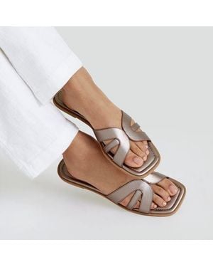 Lands' End Flache Pantolette Mit Cut-Outs, Damen, Größe Regular, Synthetic-Blend, By - Braun