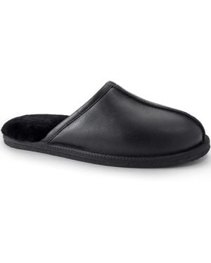 Lands' End Lederpantoletten, Herren, Größe Regular, Leder, By - Schwarz