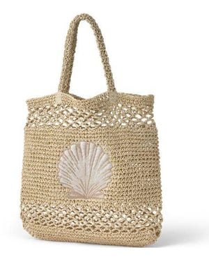 Lands' End Bestickte Offene Strohtasche, Damen, Größe:Null Regular, Paper, By - Natur