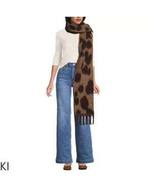 Lands' End Schal Mit Leoprint, Damen, Größe:Null Regular, Polyester, By - Blau
