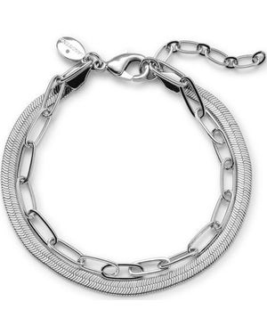 Lands' End Wasserfestes Doppelkettenarmband, Damen, Größe:Null Regular, By - Mettallic