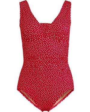 Lands' End Shape-Badeanzug Mit V-Ausschnitt Und Verstellbaren Trägern Slender - Rot