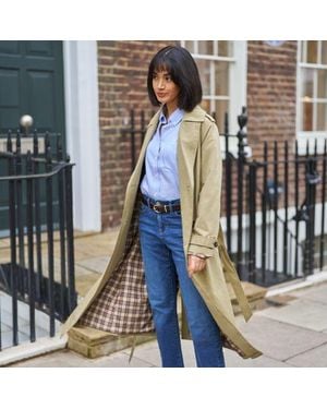 Lands' End Langer Trenchcoat, Damen, Größe Regular, Nylon, By - Blau
