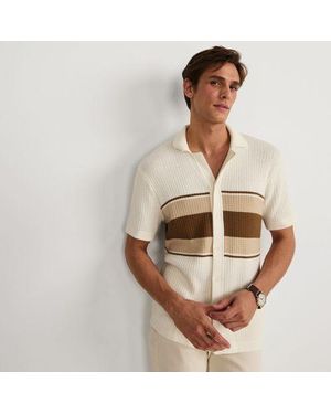 Lands' End Strick-Poloshirt Mit Knopfleiste, Herren, Größe:44-46 Regular, Viskose/Baumwoll-Mischung/Nylon-Mischung, By - Weiß