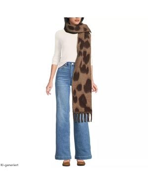 Lands' End Schal Mit Leoprint, Damen, Größe:Null Regular, Polyester, By - Blau