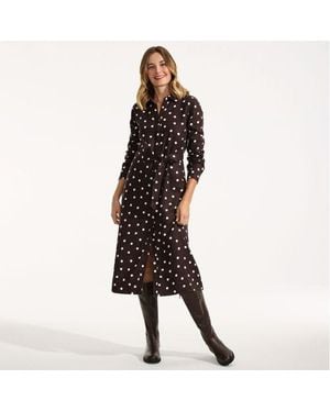 Lands' End Premium Reinleinen-Midikleid, Damen, Größe:34 Petite, By - Schwarz