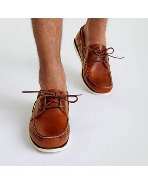 Lands' End Leder-Bootsschuhe, Herren, Größe Regular, Leder, By - Braun