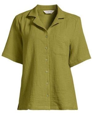 Lands' End Kurzärmelige Musselin-Bluse, Damen, Größe:34 Regular, Baumwolle, By - Grün